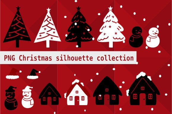 15 PNG Silhouette Christmas Illustrations