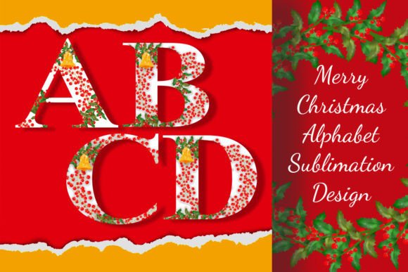 26 Merry Christmas Alphabet Sublimation Illustrations