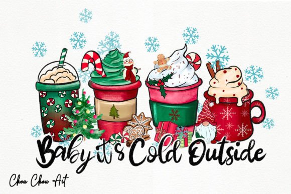 Baby It's Cold Outside Christmas Coffee Illustrations