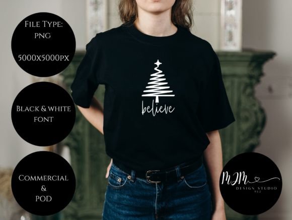 Believe Christmas Tree Sublimation Illustrations Review