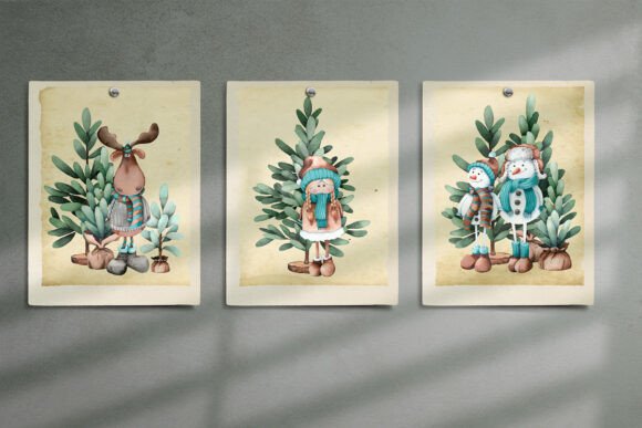 Christmas Cartoon Illustrations for Design Projects