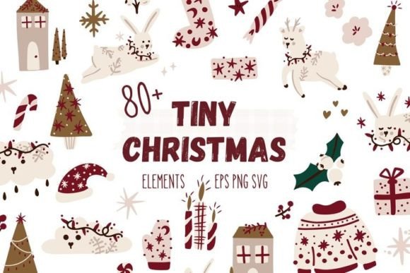 Christmas Clipart, Holiday Winter Illustrations for Local Branding