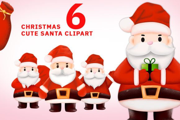 Christmas Cute Santa Clipart for Illustrations