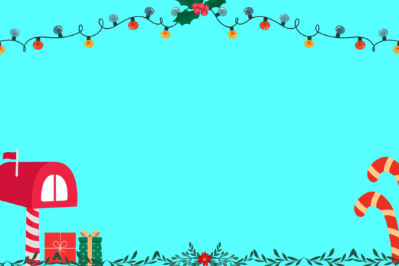 Christmas Decor and Blue Background Illustrations