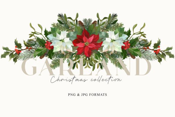 Christmas Floral Garland PNG for Blog & Web Design