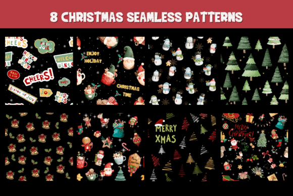 Christmas Seamless Pattern Set for Illustrations