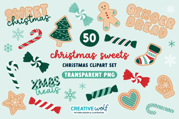Christmas Sweets Clipart Set of 50 for Local Branding
