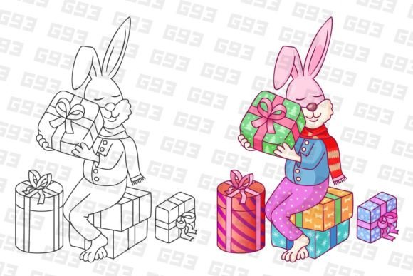 Cute Bunny Christmas Illustration for Branding and Design