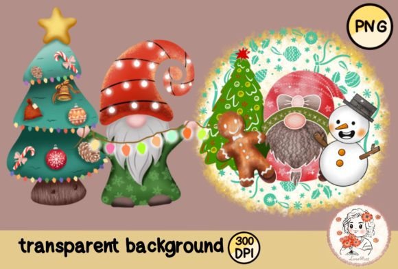 Cute Gnome Christmas 4 Illustrations
