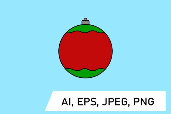Green and Red Christmas Balls Illustrations for Crafting