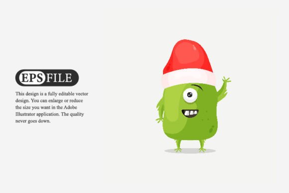 Green Monster Wearing Christmas Hat Illustration Review