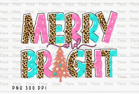 Merry and Bright Leopard Christmas PNG Illustration
