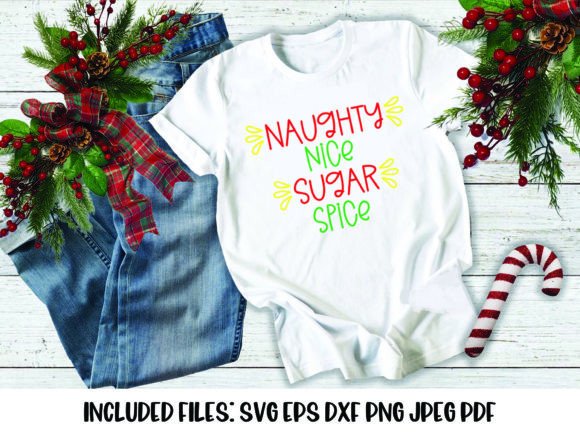 Naughty Nice Sugar Spice Christmas SVG Illustrations