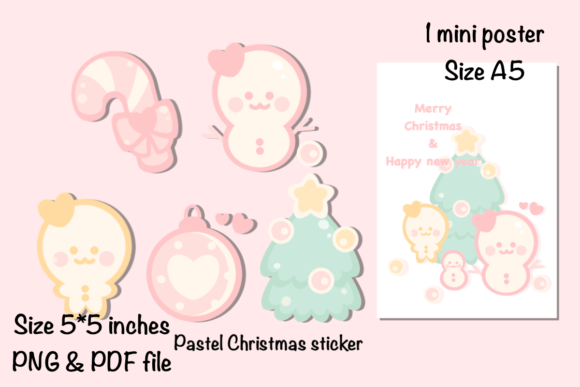 Pastel Christmas Sticker Mini Poster Review