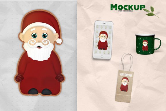 Santa Claus Christmas Cookie Illustration