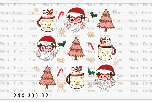 Santa Merry Christmas Tree Hot Cocoa PNG Illustration