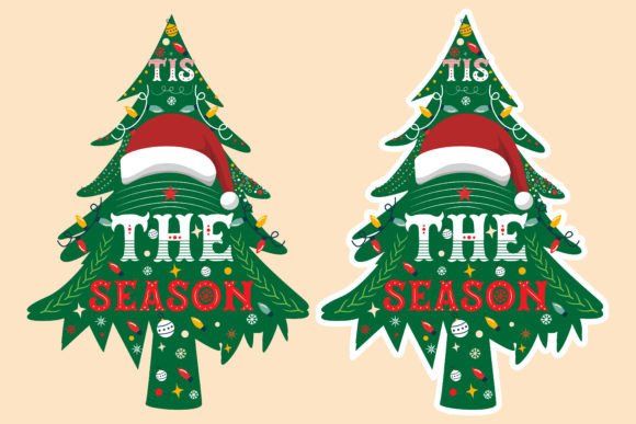Tis the Season Christmas Tshirt Stricker Illustrations