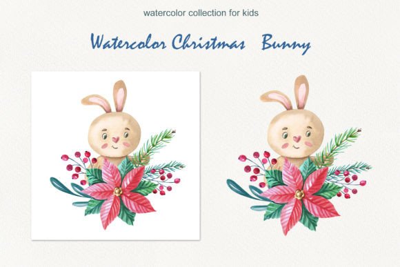 Watercolor Christmas Bunny Illustrations