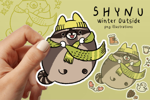 Winter Raccoon Cozy Merry Christmas Png Illustration